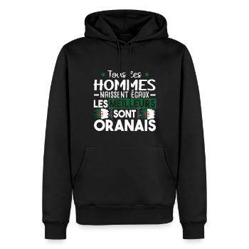 Oran Oranais Homme Algérie Algérien Cadeau Humour - Sweat à capuche Premium bio Homme - noir - Devant - Nico (187cm)