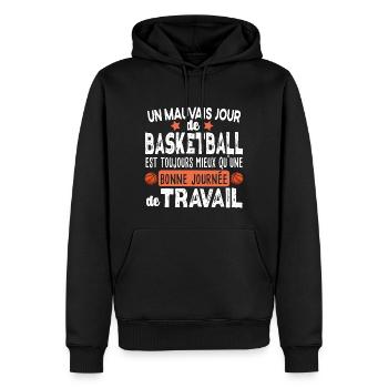 Basketball Basketteur Basket Basketteuse Humour - Sweat à capuche Premium bio Homme - noir - Devant - Nico (187cm)