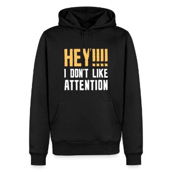 Hey, ich mag keine Aufmerksamkeit - Männer Premium Bio Hoodie - Schwarz - Vorne - Nico (187cm)