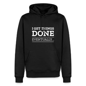Je finis par faire avancer les choses - Sweat à capuche Premium bio Homme - noir - Devant - Nico (187cm)
