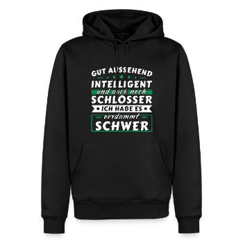 Gut aussehend intelligent - Schlosser Edition - Männer Premium Bio Hoodie - Schwarz - Vorne - Nico (187cm)