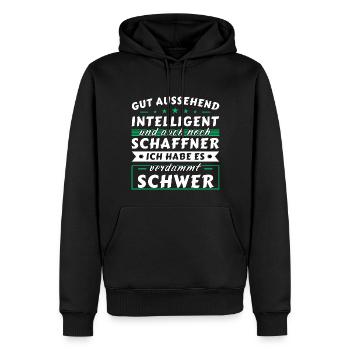 Gut aussehend intelligent - Schaffner Edition - Männer Premium Bio Hoodie - Schwarz - Vorne - Nico (187cm)