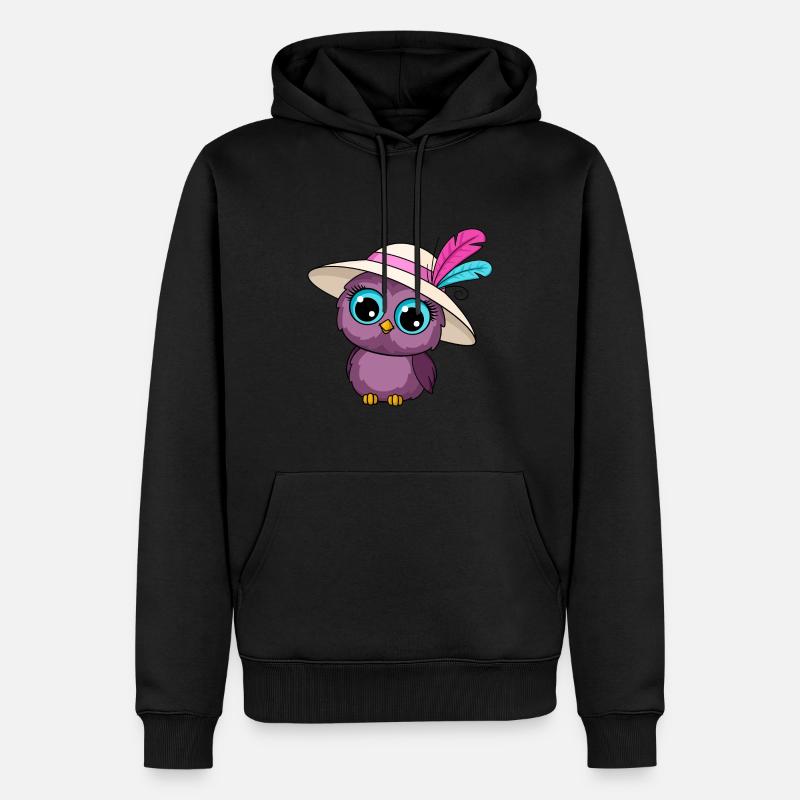 Eule Mit Hut - Männer Premium Bio Hoodie - Schwarz