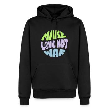 MAKE LOVE NOT WAR - Männer Premium Bio Hoodie - Schwarz - Vorne - Nico (187cm)