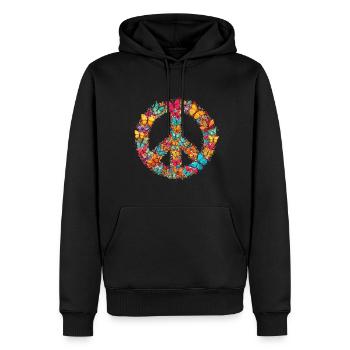 Joyeux Jour de la Terre Papillon Signe de Paix Coloré - Sweat à capuche Premium bio Homme - noir - Devant - Nico (187cm)