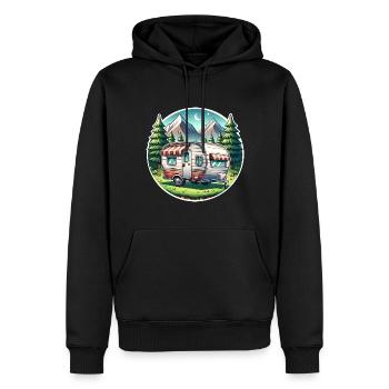 Camping camping-car caravane - Sweat à capuche Premium bio Homme - noir - Devant - Nico (187cm)
