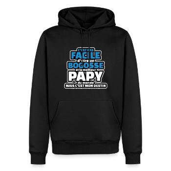 pas facile etre bogosse et meilleur papy du monde - Sweat à capuche Premium bio Homme - noir - Devant - Nico (187cm)