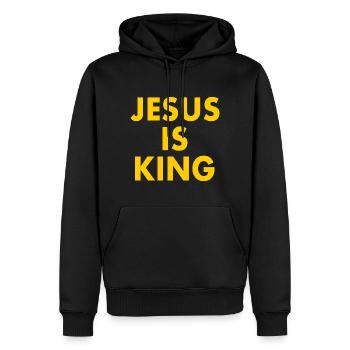 Jesus is king - Sweat à capuche Premium bio Homme - noir - Devant - Nico (187cm)