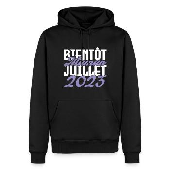 Annonce grossesse. bientôt Maman Juillet 2023.mama - Sweat à capuche Premium bio Homme - noir - Devant - Nico (187cm)