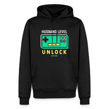 Ehemann Level freigeschaltet - Männer Premium Bio Hoodie - Schwarz - Vorne - Nico (187cm)