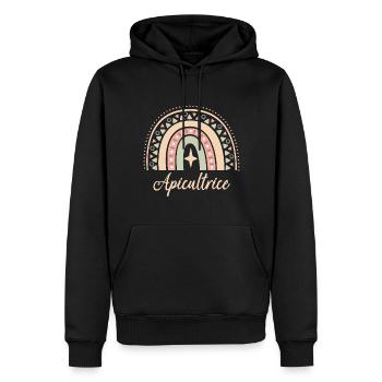Cadeau Apicultrice. Boho Rainbow apicultrice. - Sweat à capuche Premium bio Homme - noir - Devant - Nico (187cm)