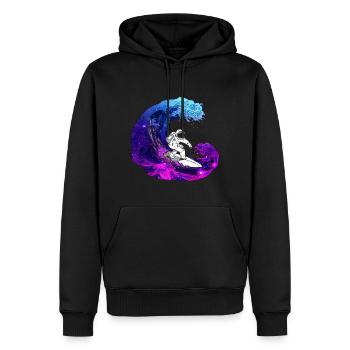 Astronaut Surfer - Mond & Weltall - Männer Premium Bio Hoodie - Schwarz - Vorne - Nico (187cm)