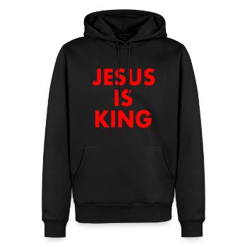 Jesus is king - Männer Premium Bio Hoodie - Schwarz - Vorne - Nico (187cm)