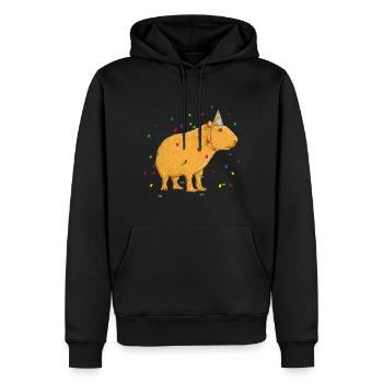 Anniversaire de Capybara - Sweat à capuche Premium bio Homme - noir - Devant - Nico (187cm)