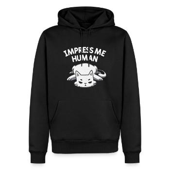 Beeindrucke mich Mensch lustige Katze - Männer Premium Bio Hoodie - Schwarz - Vorne - Nico (187cm)