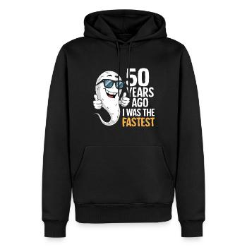 50 Years Ago I Was The Fastest - Lustiger Spruch - Men’s Premium Organic Hoodie - black - Front - Nico (187cm)