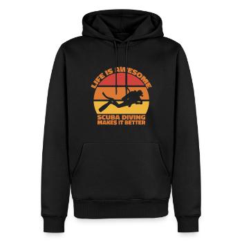 La vie est géniale - la plongée sous-marine la rend meilleure - Sweat à capuche Premium bio Homme - noir - Devant - Nico (187cm)