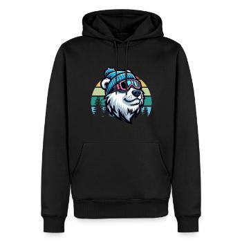 Ski Bear Ours polaire Lunettes de ski Rétro Ski Vacances - Sweat à capuche Premium bio Homme - noir - Devant - Nico (187cm)
