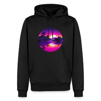 Plage de l’île Coucher de soleil Vacances d’été à la plage - Sweat à capuche Premium bio Homme - noir - Devant - Nico (187cm)