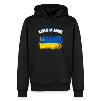 Ukraine - Männer Premium Bio Hoodie - Schwarz - Vorne - Nico (187cm)