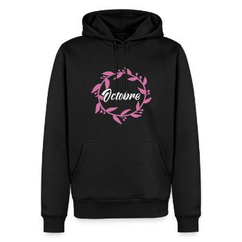 Cancer Du Sein Octobre Rose. - Sweat à capuche Premium bio Homme - noir - Devant - Nico (187cm)