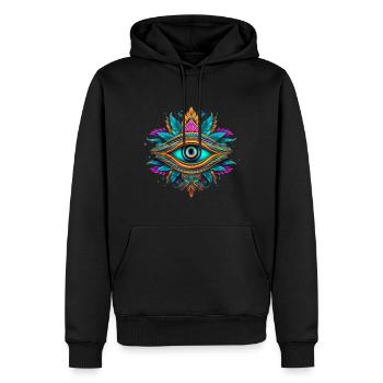 Design Element Eye Neon Tribal - Sweat à capuche Premium bio Homme - noir - Devant - Nico (187cm)