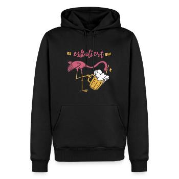 Es eskaliert eh Flamingo mit Bier - Männer Premium Bio Hoodie - Schwarz - Vorne - Nico (187cm)