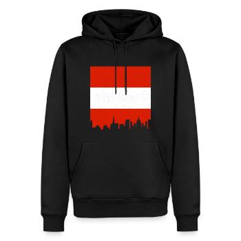 Drapeau de l’Autriche Drapeau de l’Autriche Drapeau de l’Autriche AT - Sweat à capuche Premium bio Homme - noir - Devant - Nico (187cm)