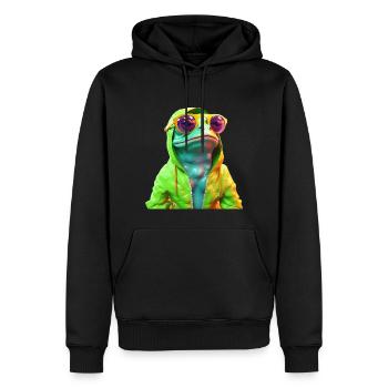 Grenouille avec lunettes de soleil Grenouilles fraîches colorées - Sweat à capuche Premium bio Homme - noir - Devant - Nico (187cm)