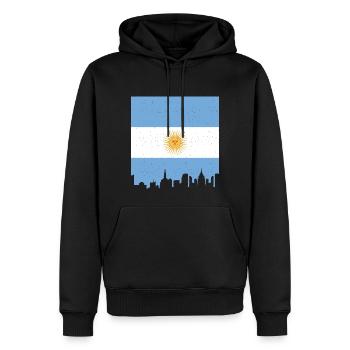 Drapeau de l’Argentine Amérique du Sud Drapeau de l’Argentine - Sweat à capuche Premium bio Homme - noir - Devant - Nico (187cm)