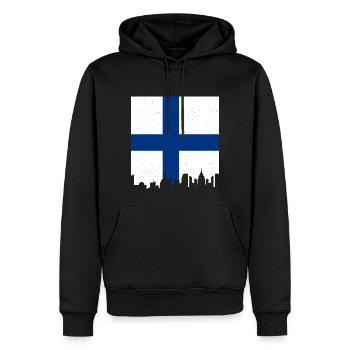 Finnland Flagge Suomi Finnische Fahne Used Look - Männer Premium Bio Hoodie - Schwarz - Vorne - Nico (187cm)