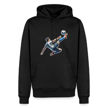 Coup de pied aérien de football - Sweat à capuche Premium bio Homme - noir - Devant - Nico (187cm)