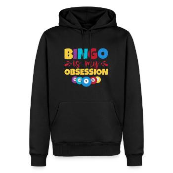 Jeu de bingo Bingo est mon obsession Bingo - Sweat à capuche Premium bio Homme - noir - Devant - Nico (187cm)