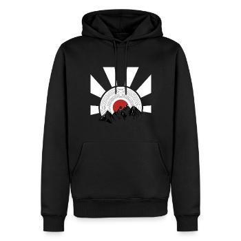Montagnes et lever de soleil record - Sweat à capuche Premium bio Homme - noir - Devant - Nico (187cm)