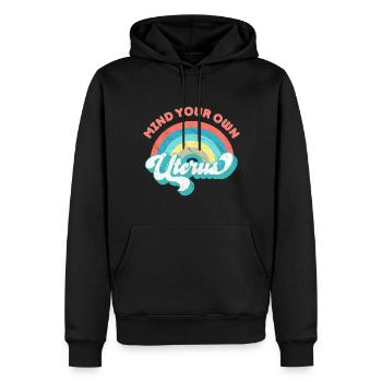 Attention à votre propre utérus - Pro Women - Sweat à capuche Premium bio Homme - noir - Devant - Nico (187cm)