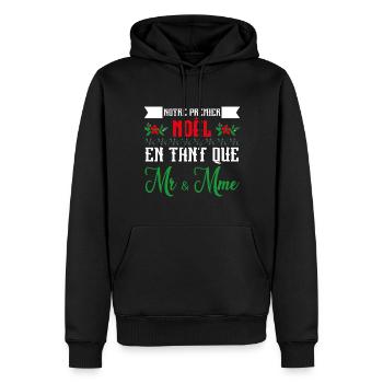 Notre premier Noël en tant que Mr. et Mme - Sweat à capuche Premium bio Homme - noir - Devant - Nico (187cm)