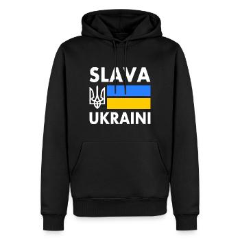 Slava ukraini - Sweat à capuche Premium bio Homme - noir - Devant - Nico (187cm)