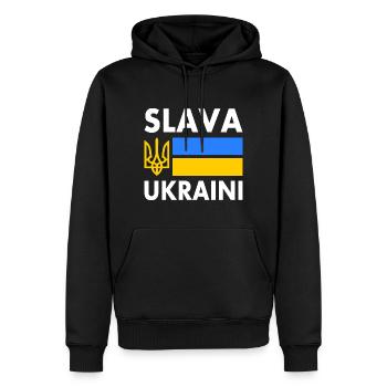 Slava ukraini - Sweat à capuche Premium bio Homme - noir - Devant - Nico (187cm)