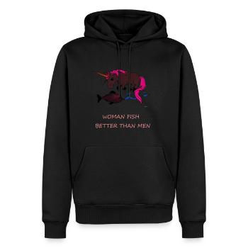 Spruch Witzig Angeln Frauen - Männer Premium Bio Hoodie - Schwarz - Vorne - Nico (187cm)