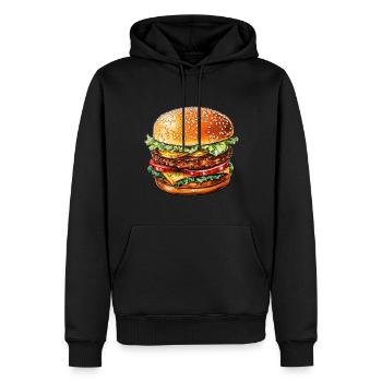 Burger - Sweat à capuche Premium bio Homme - noir - Devant - Nico (187cm)