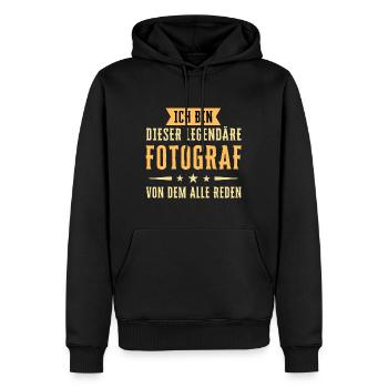 Ich bin dieser legendäre Fotograf - Männer Premium Bio Hoodie - Schwarz - Vorne - Nico (187cm)