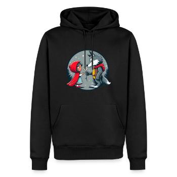 Rotkäppchen Wolf Märchen Kinder Blume Märchenfigur - Männer Premium Bio Hoodie - Schwarz - Vorne - Nico (187cm)