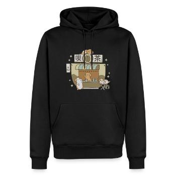 Café pour chiens - Sweat à capuche Premium bio Homme - noir - Devant - Nico (187cm)