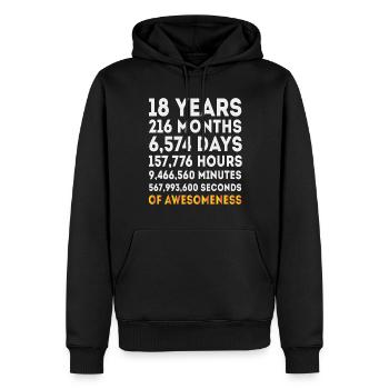 18th Birthday Gift, 18 Year Old Birthday Boy Girl - Men’s Premium Organic Hoodie - black - Front - Nico (187cm)