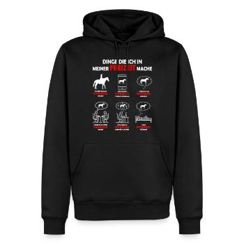 Dinge die ich in meiner Freizeit mache Pferd - Männer Premium Bio Hoodie - Schwarz - Vorne - Nico (187cm)