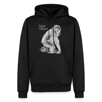 Monkey Baby - Sauvez la planète - Sweat à capuche Premium bio Homme - noir - Devant - Nico (187cm)