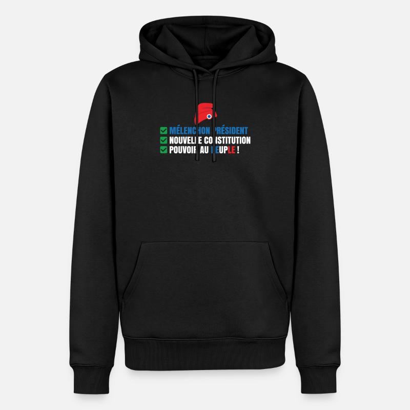 Nouvelle constitution Jean-Luc Mélenchon peuple - Sweat à capuche Premium bio Homme - noir