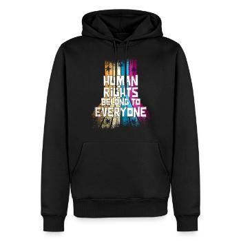 Human Rights Belong to Everyone - Sweat à capuche Premium bio Homme - noir - Devant - Nico (187cm)