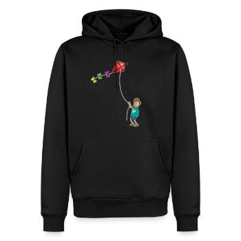 Junge mit Drachen - Autom fun - kite flying - Männer Premium Bio Hoodie - Schwarz - Vorne - Nico (187cm)