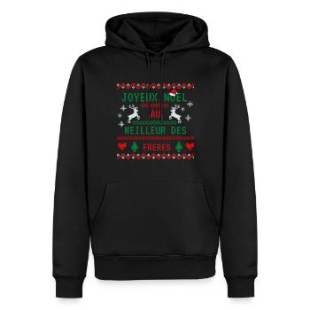 Joyeux noël au meilleur des frères ! - Sweat à capuche Premium bio Homme - noir - Devant - Nico (187cm)